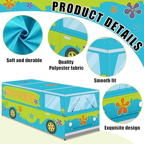 6 Ft Mysterious Car Tablecloths Birthday Party Decorations Classic Mystery Bus Table Cover Washable Fabric Polyester Hippie Bus Rectangle Table Covers Protector for Mystery Birthday Party Decorations by MinFyberd - Image 3