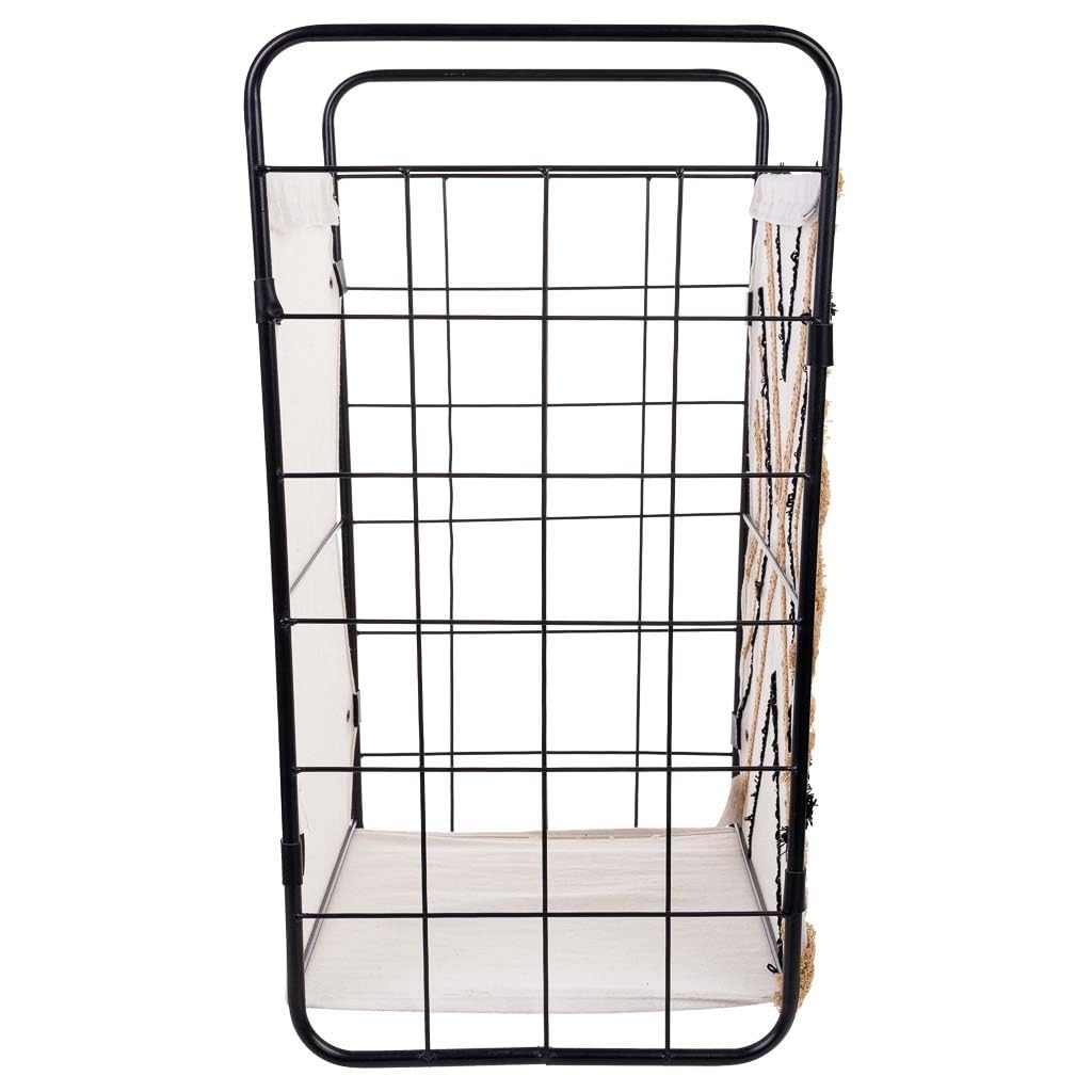 WANDERLUST DECO Cesto de la Ropa de Metal y Tela 46x35x55/63