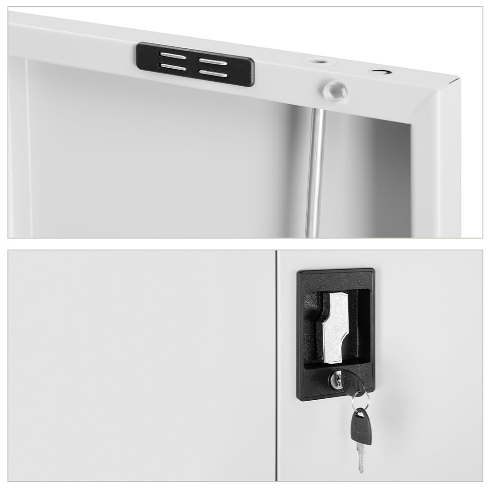 Armadio in Metallo da arredo Ufficio con Serratura, Armadietto 2 Chiavi Grigio Multiuso, Ideale Garage, Casa, Lavoro, Mobile Archiviazione Faldoni, Archivio Studio Porta Documenti (90 x 40 x 90 cm)