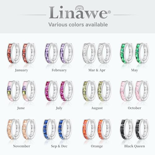 Linawe EH004-RED-SLV Tragus Piercing Jewelry, Silver Hoop Earrings For Women Trendy, Small Chunky Huggie Earrings, Red Cubic Zirconia Rhinestone Imitation Diamond Ruby Crystal Helix Earrings thumb #5