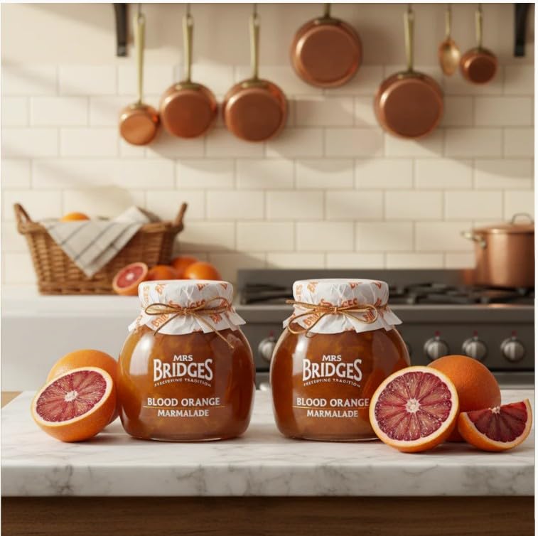 Mrs. Bridges of Scotland, Set of 2 Jars, Blood Orange Marmalade, Imported from Scotland, 12 Oz Each