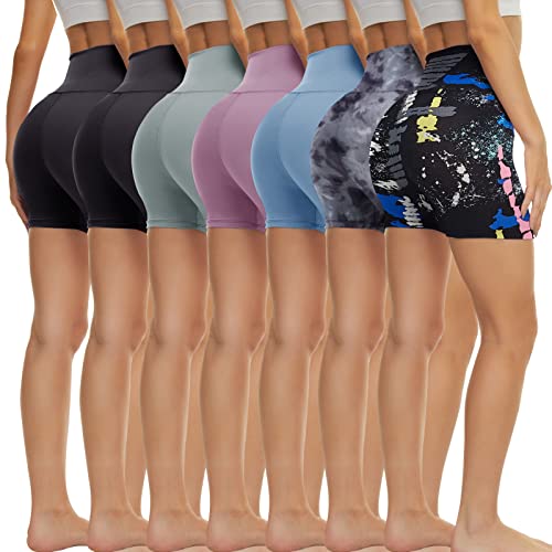 TNNZEET 7 Pack Biker Shorts for Women - 5''/8''/3'' High