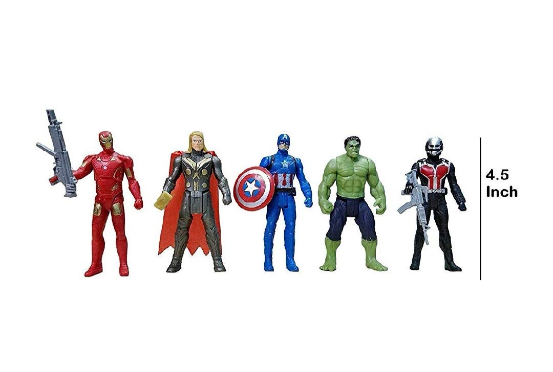 Vikas gift gallery Action Superhero Toys Set - 5 Action Superhero Hero Collection [ Height - 4.5 inches, Small Size