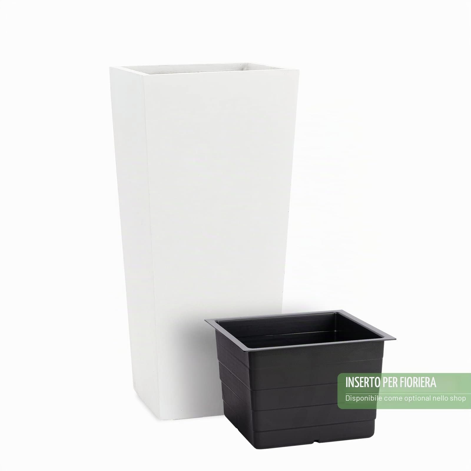 Pflanzwerk® Fioriera Vaso da Fiori Conic 70x33x33cm Bianco *Resistente al Gelo* *Europea di qualità* *Protezione UV*