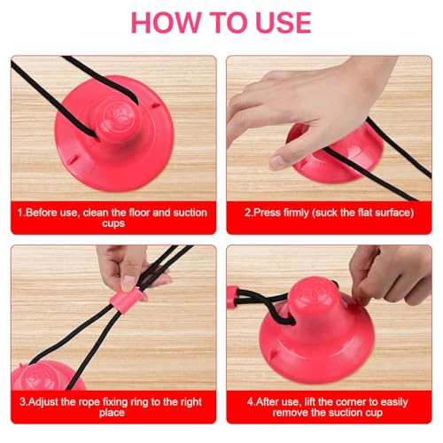 Image of Dog Suction Chew Pull Toy for Aggressive chewers, Treats Teething Rope Toys for Boredom Dog Puzzle Treat Food Dispensing Ball Toys for Puppies Teething |Poweful and Durable Dog rope toy (Red)
