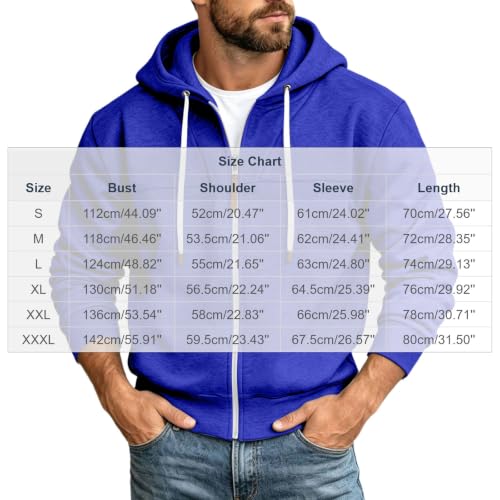 Mens Full Zip Hoodies Fashion Fleece Drawstring Hooded Sweatshirts Jackets - image 5