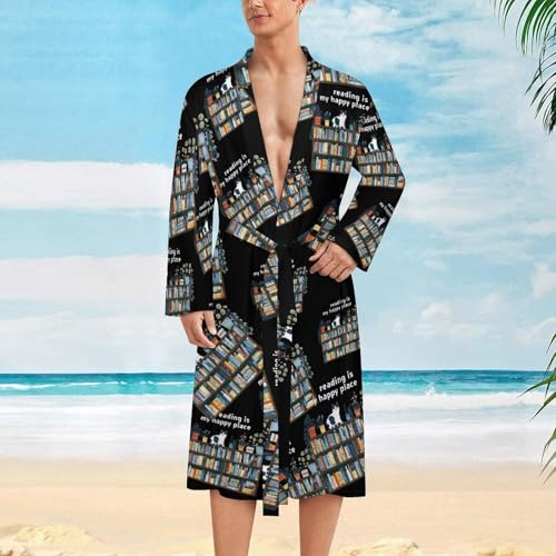 Bata de baño para hombre con cinturón bata ligera suave para hogar y playa 6