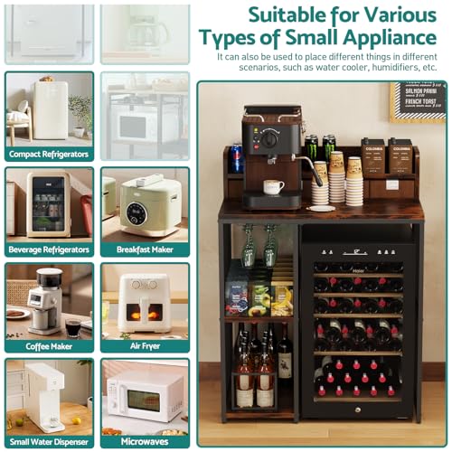 4-Tier Industrial Style Mini Fridge & Microwave Oven Stand (Rustic Brown) - image 7