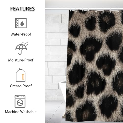 Rideau de douche imprimé léopard Mexpekil en polyester imperméable 183x183cm - 3