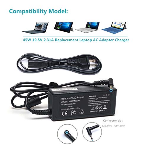 19.5V 2.31A 45W Emaks Ac Adapter/Laptop Charger/Power supply for HP PAVILION 15-F:15-f111dx 15-f272wm 15-f211wm 15-f271wm 15-f233wm 15-f387wm 15-f211nr 15-f337wm 15-f224wm 15-f269nr 15-af093ng and mor - Thumbnail 2