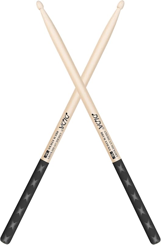 Baquetas de batería, baquetas de nogal americano, baquetas para tambor, agarre antideslizante, baquetas de percusión para profesionales, actuaciones en vivo y accesorios de práctica de batería (1 par, 5A)