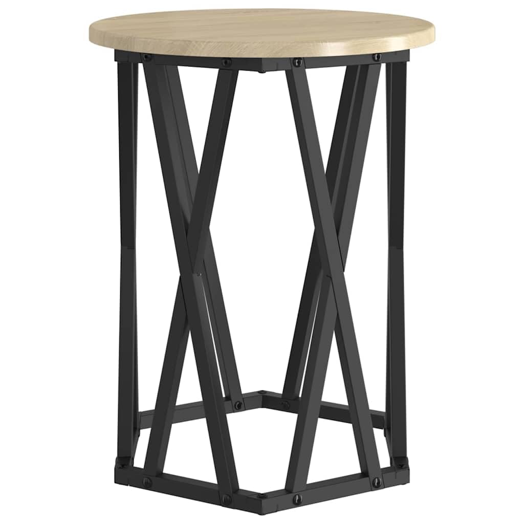 Set di 2 tavolini rotondi in rovere Sonoma, legno e acciaio | Eleganti tavolini rotondi per il soggiorno. Piano del tavolo opaco facile da pulire con robusto telaio in acciaio.