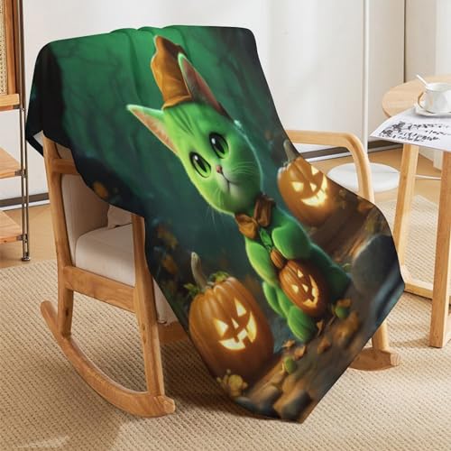 Plaid polaire Halloween chat couverture douce et chaude pour canape lit - 8