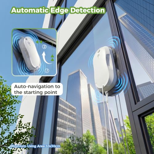 Image of KKI Window Cleaning Robot,Upgraded Window Cleaner Robot, Auto-Dual Spray, Max 3200pa,3 Cleaning Modes & Edge Detection, Remote Control for High-Rise Windows, Glass Door,5Sets Cloths