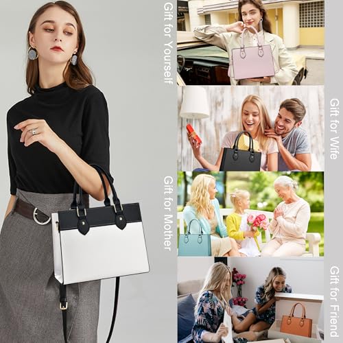Image of CHICAROUSAL Crossbody Purses and Handbags for Women PU Leather Tote Top Handle Satchel Shoulder Bags (d White black)