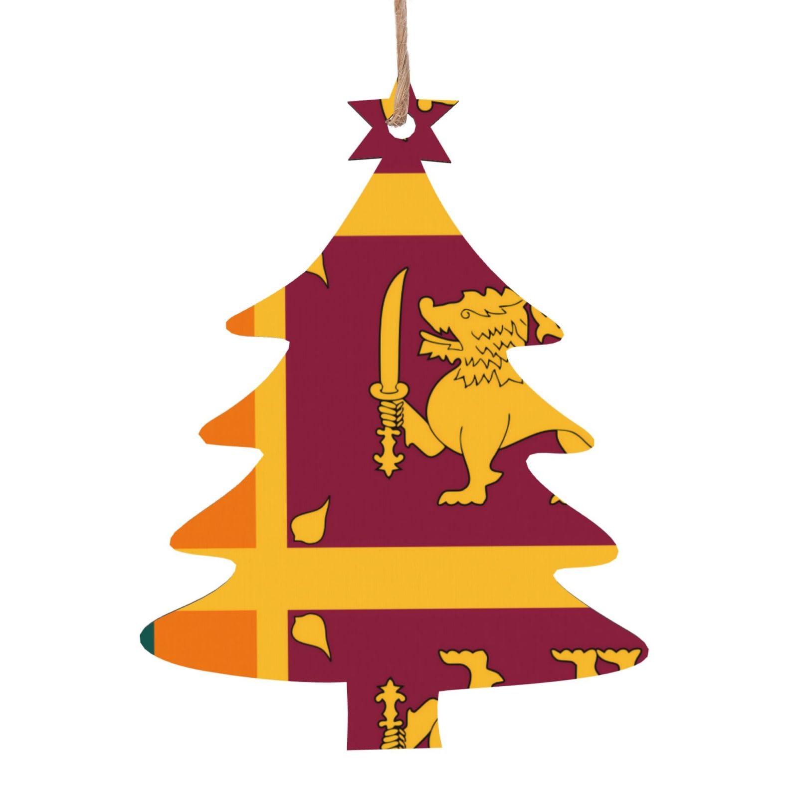 Sri Lanka Flag Printed Christmas Wooden Pendants, Simple and Environmentally Friendly, Holiday decorationsã€‚