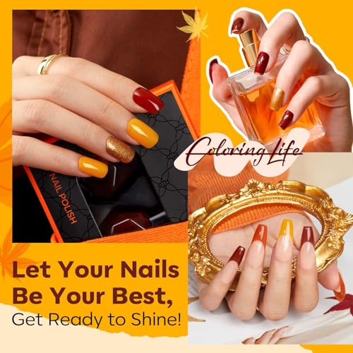 Image of modelones Fall Nail Polish Set, 6 Colors Quick Dry, Nail Art Kit