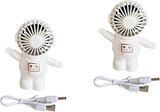 Homoyoyo Portable Desk Fan 2pcs Desk Electric Mini Cooling Personal Plastic Held Portable Summer Travel White Fans Household Cartoon Astronaut Fan