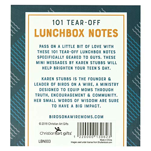 Christian Art Gifts 101 Tear-Off Lunchbox Notes for Guys, Inspirational Quotes and Encouragement for Kids, Space to Write Personal Message image 5