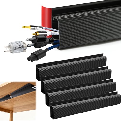 4 Pezzi Gestione Cavi Sotto Scrivania Senza Trapano, Organizer per Cavi Sotto Scrivania, Vassoio Porta Cavi Autoadesivo per Casa e Ufficio