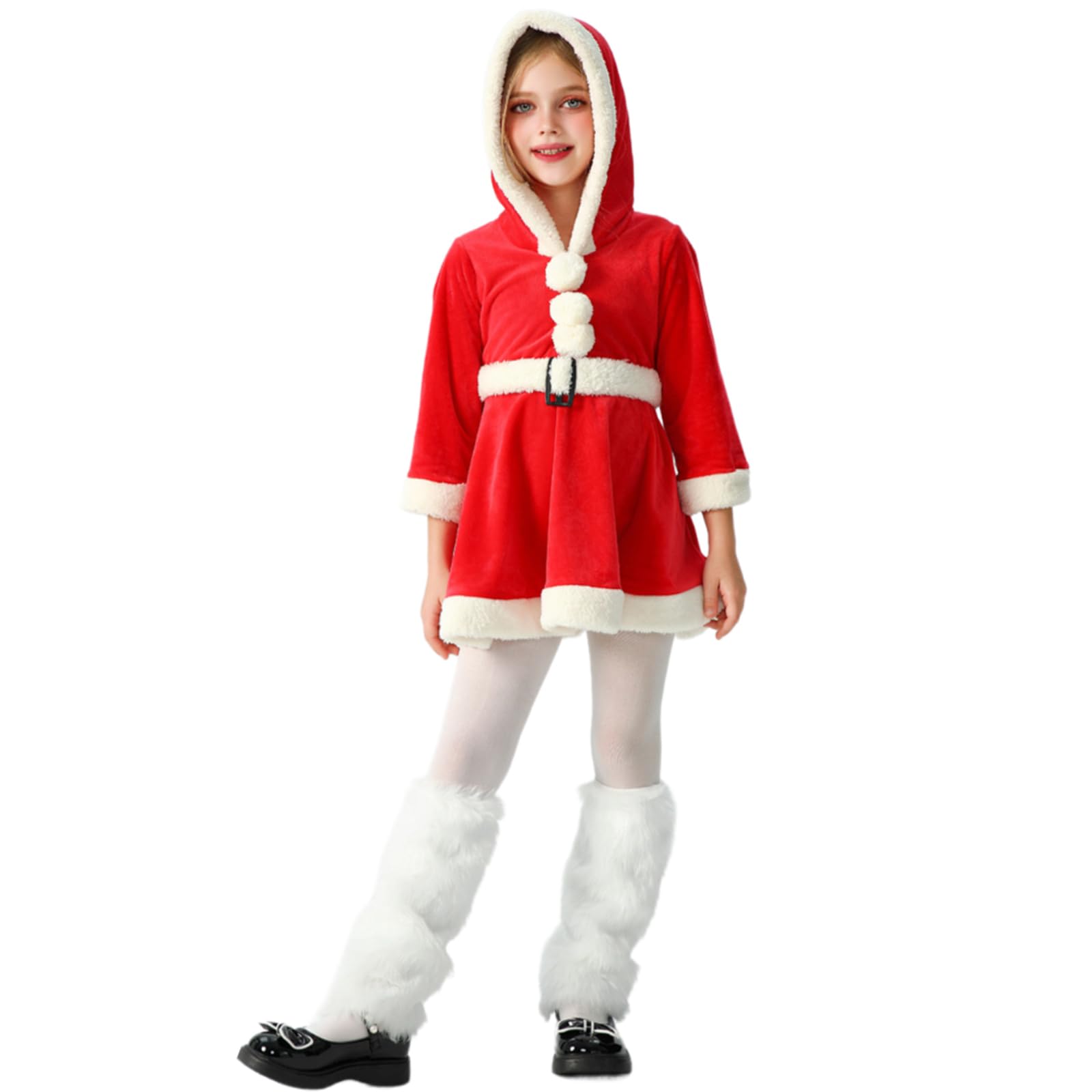 Vestito da renna di Natale per bambini, cosplay, feste, costume a maniche lunghe, vestito invernale con cappuccio per le festività natalizie