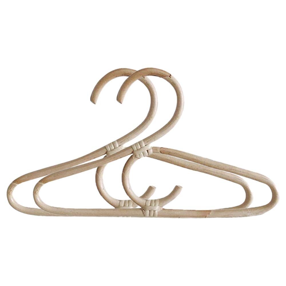 Geuxe 2Pcs Rattan Style Kids Garments Organizer Children Kids Hangers for