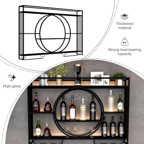Étagère flottante pour bar en métal noir 100cm pour bouteilles et verres