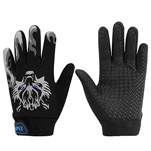 YJZQ Boys Girls Cycling Gloves Outdoor Full Finger Biking Mittens Windproof Thermal Riding Gloves Non-slip Shockproof Fitness Exercise Sports Gloves for Bicycle Skiing Climbing Racing Skating (5-10Y) - Image 4