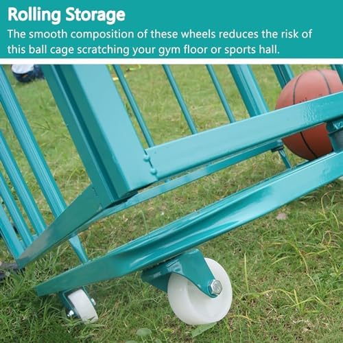 Heavy-Duty Ball Storage Rack on Wheels, Lockable Metal Cage for Playground & Kindergarten, Extra Large Capacity Sports Equipment Organizer