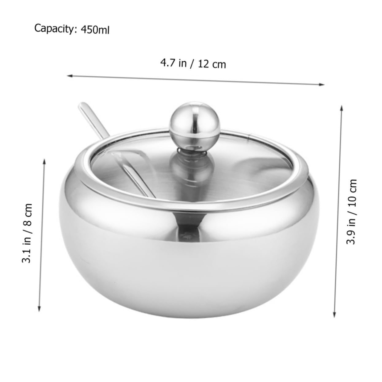 NAMOARLY 304 Stainless Steel Seasoning Jar Airtight Sugar Salt Container Multipurpose Spice Holder Easy Clean Design
