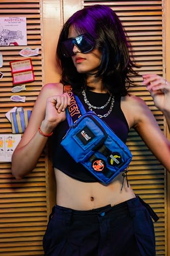 Image of Monkey Troopers Webby Waist Bag, Crossbody, Chest Bag for Men Women Girls Boys, Lightweight, Durable, Travel, Hikking, Casual, Dailyuse, Water Resistant (Blue)