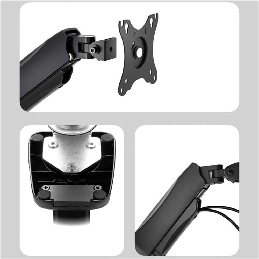 Supporto per monitor a doppio monitor regolabile con molla a gas, portata fino a 9 kg, supporto doppio monitor da 17-32" per scrivania, con VESA 75/100 mm, con morsetto a C e beccuccio