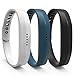 WindTeco Fitbit Flex 2 Correa, 3 x Reemplazo de Silicona Suave Deportivo Sport Strap Band con Broches para Fitbit Flex 2 Wireless Actividad Pulsera Brazalete, Blanco, Armada, Negro