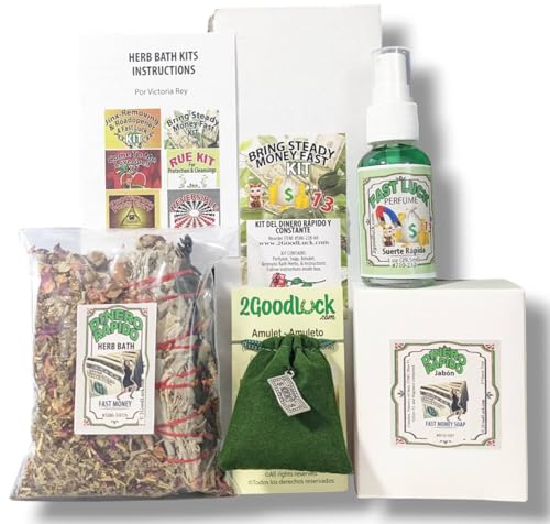 Bring Steady Money Fast Kit with Perfume and for Rituals and Spells. Kit De Limpias “Dinero Rápido Y Constante” Con Perfume Para Rituales Y Magia
