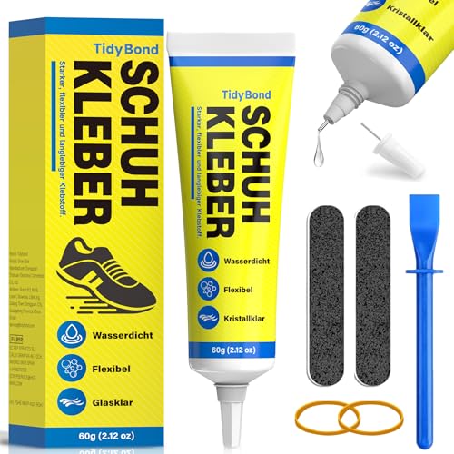 Schuhkleber – Flexibler, Wasserdichter Reparaturkleber Transparent – Extrem Starker Spezialkleber für Schuhsohlen, Sneaker, Stiefel, Leder, Taschen & Absätze – 60 g