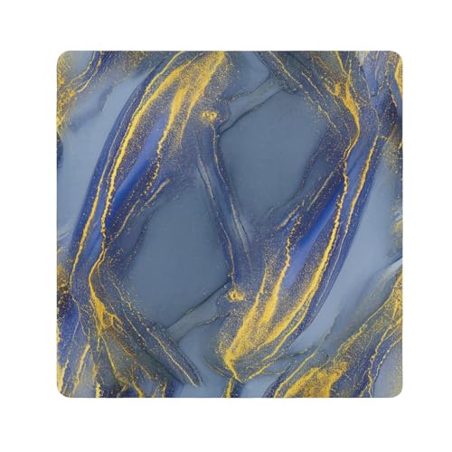 ODAWA Magic Wrap Cloth 21.7 In, Blues Marble Gold Magic Flexible Folding Self-Stick Makeup Bag, Washable Lens Pouch for Camera, Laptops, Cosmetic