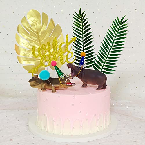 Crocodile Cake Topper, Jungle Safari Crocodile And Hippo Party Animal Wild One Cake Topper With Birthday Party Hat Balloon For Cake Decorations (Crocodile And Hippo) #TOP14