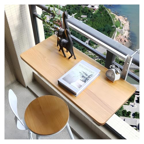 Mesa de barandilla plegable para balcón, escritorio flotante multifuncional para uso en interiores y exteriores (blanco, 120 x 35 cm)