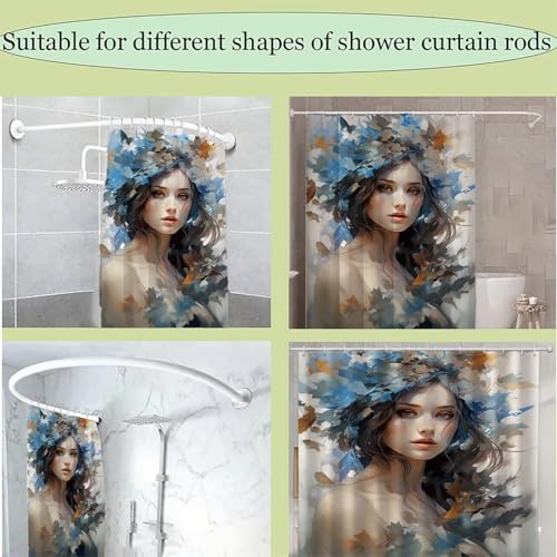 Rideau de douche polyester imperméable lavable 150 x 180 cm avec crochets G-1094