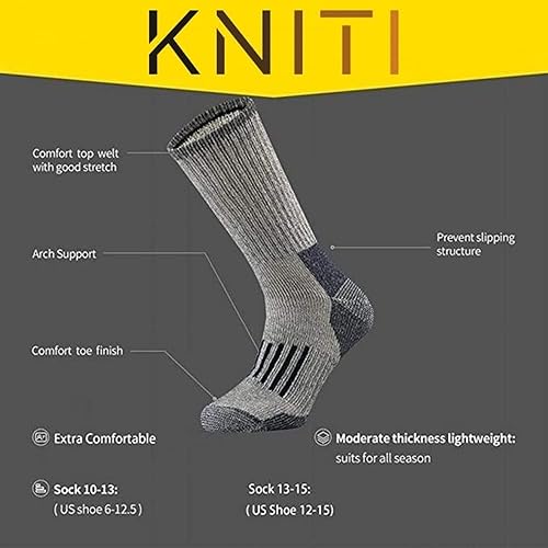 Miniatura 2 de KNITI Calcetines de lana merina calcetines térmicos cálidos para senderismo para hombres y mujeres 4 pares Negro -