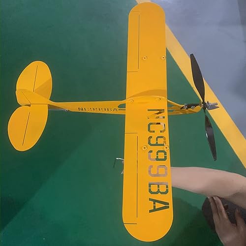 Miniatura 7 de Veleta de avión Piper J3 Cub hecha a mano para patio, avión, molino de viento de metal, escultura al aire libre, modelo de avión (grande)