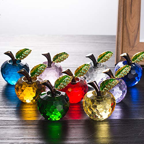 Longwin 40Mm (1.6 Inch) Crystal Apple Figurine Paperweight Christmas Decoration Ornaments Blue #TOP3