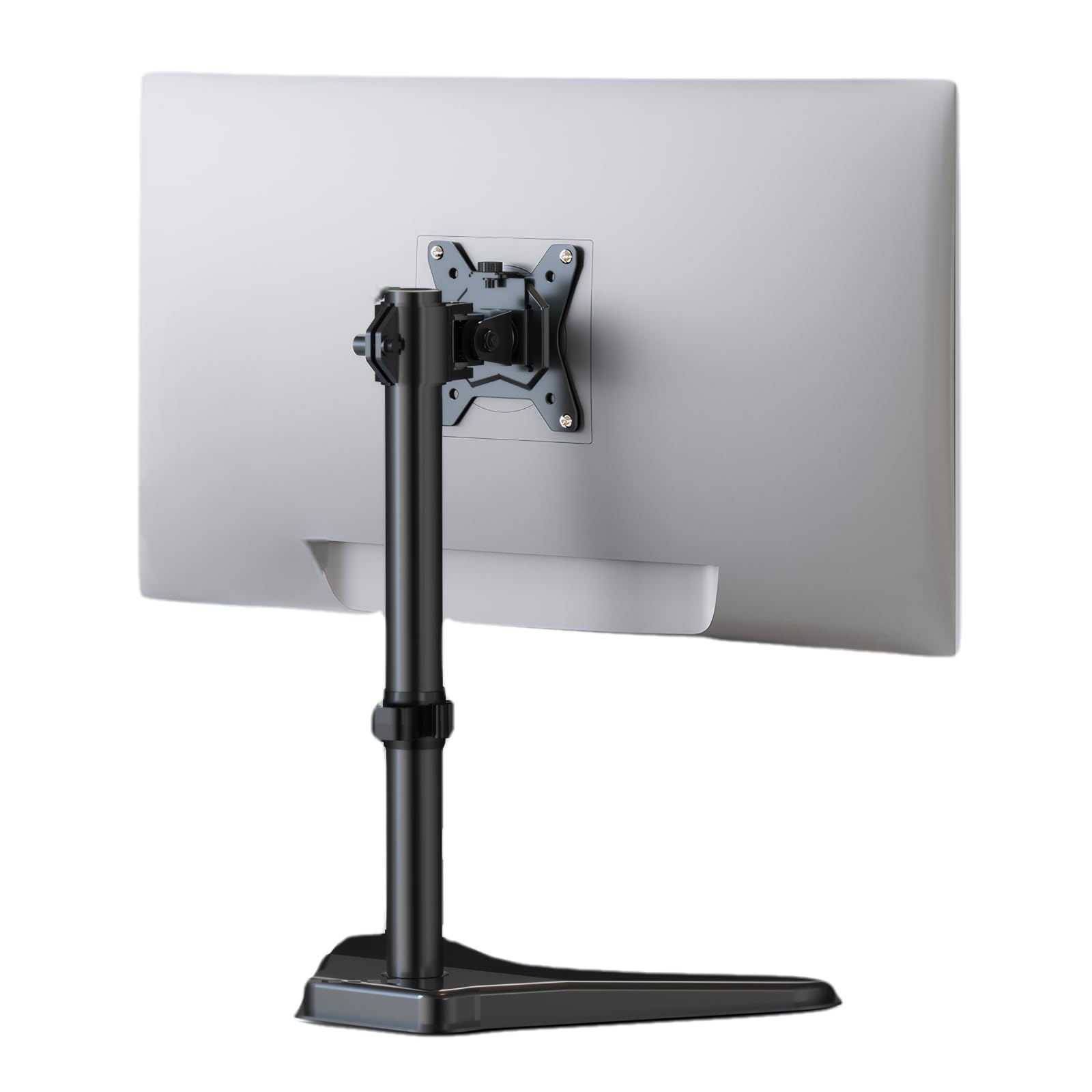 Single Monitor Stand, Free Standing Monitor Desk Stand for 13 to 32" Computer, Height Adjustable Monitor Mount Full Motion Swivel VESA 75x75mm/100x100mm Heavy Duty Steel Base up to 17.6 lbs
