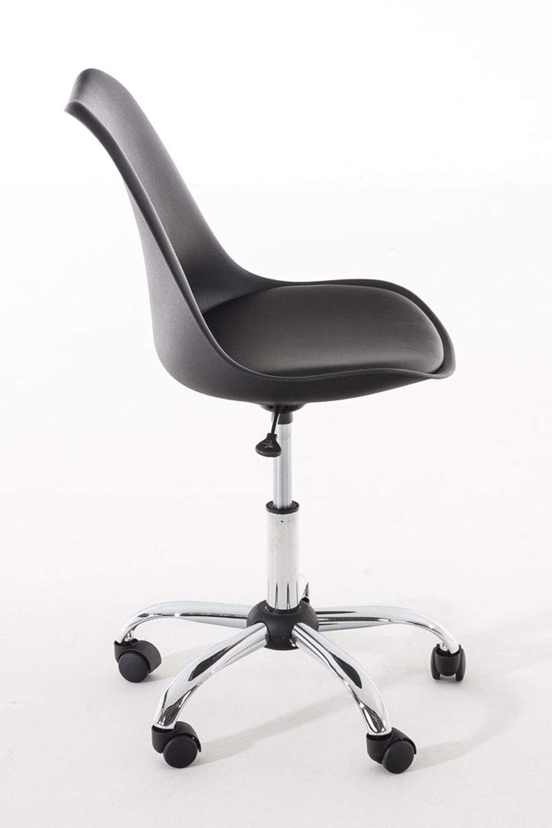 CLP Chaise de Bureau Ergonomique PEGLEG - Fauteuil de Bureau ŕ Roulette avec Dossier en Plastique Solide - Assise Revętu en Similicuir Hauteur R, Couleur:Noir