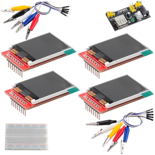 Image of 4pcs 1.44 inch SPI TFT LCD Display ST7735S + 1 Set Breadboard Power Module Jumper Wire