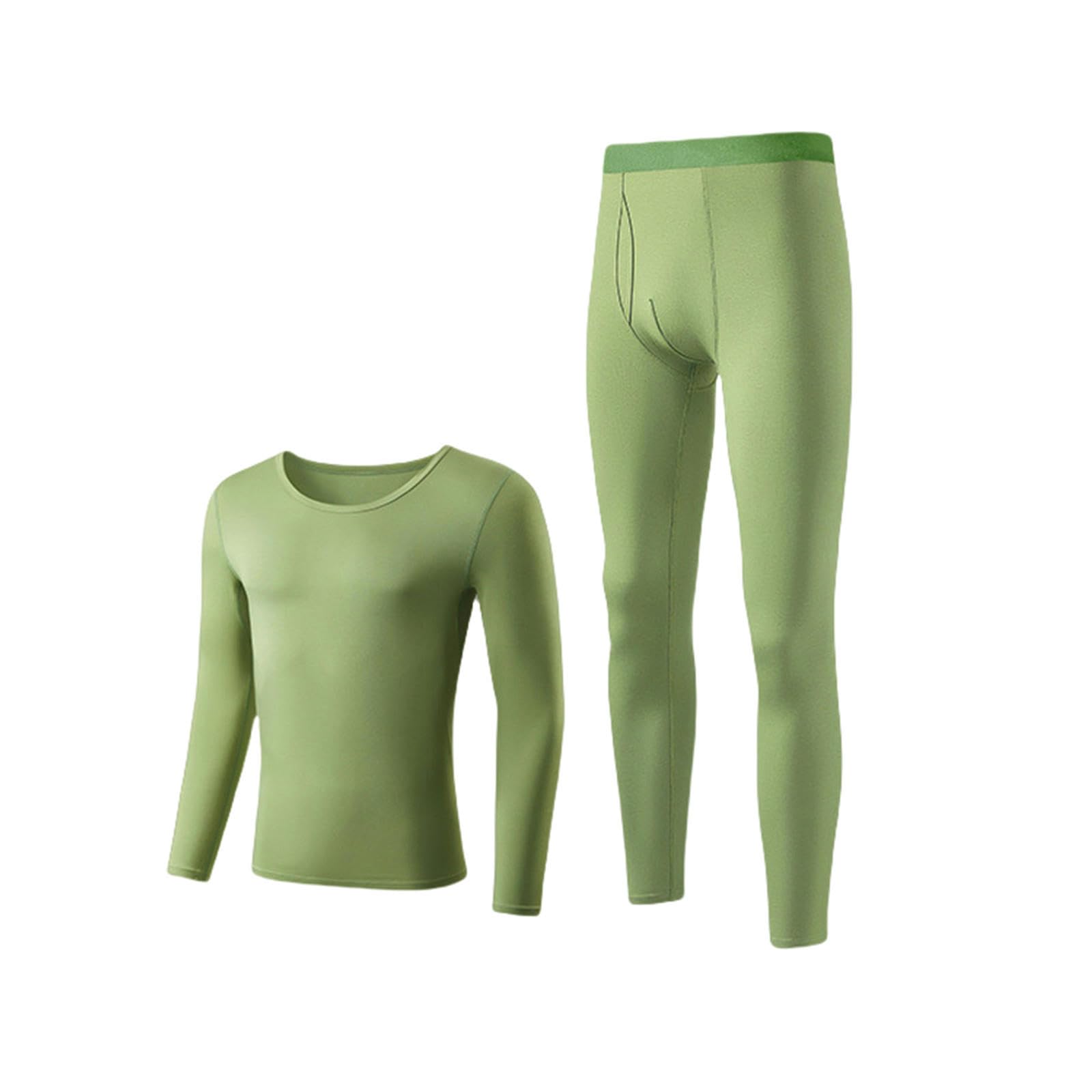 Ropa Termica Hombre Frio Xinjiang Cotton Men's Termal Sweater Traje De Algodón Traje De Algodón Sin Costura Pantalones De Otoño-Verde Oliva-180 2XL