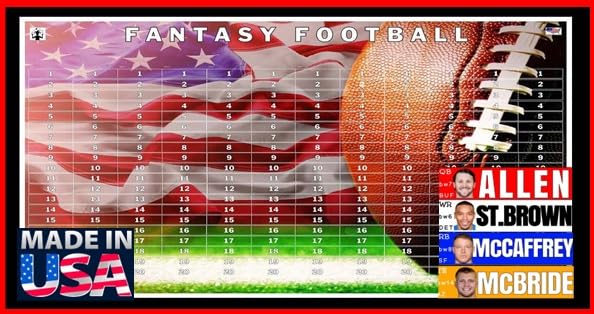 Fantasy Football Draft Board Kit Player Photo 2026 XL 4x1 Top Rookies Live Party