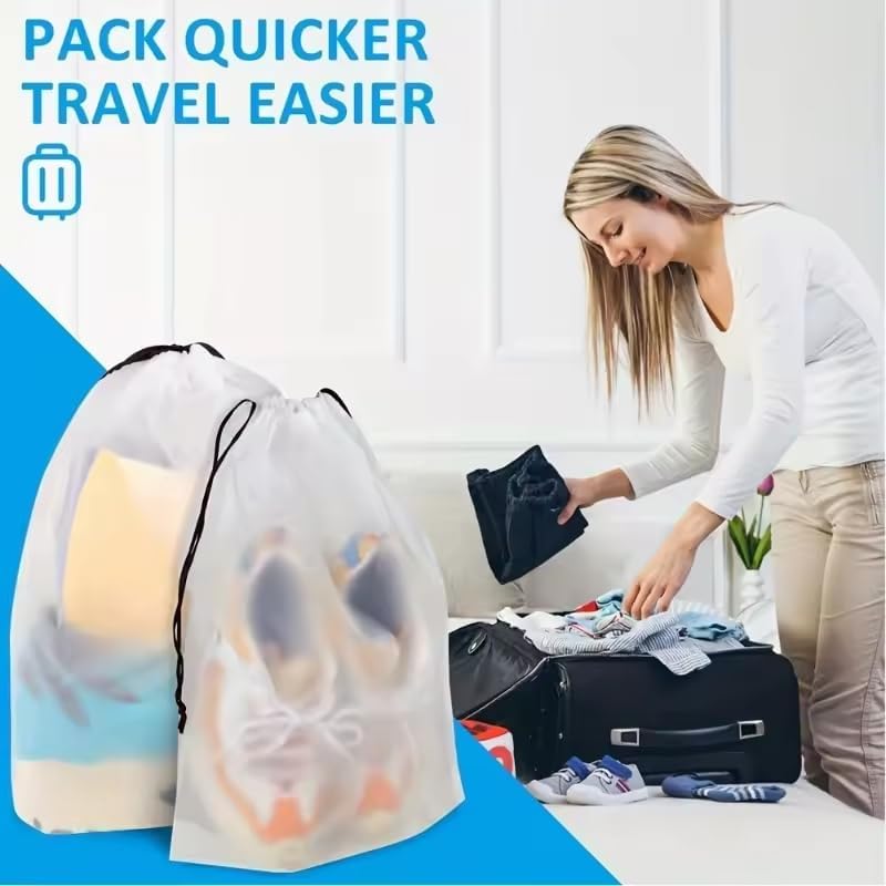 5PCS Portable Shoe Drawstring Storage Bag for Sundries Travel, Makeup Bag, Waterproof Transparent Plastic Storage Bag