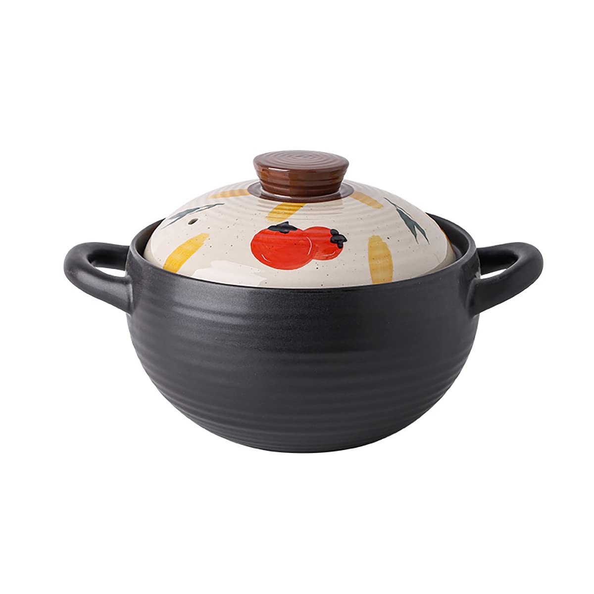Gospodarstwo domowe kreskówki ręcznie malowane naczynia do zapiekania, ceramiczne naczynie do zapiekania z pokrywą i uchwytem, do gotowania gorącego garnka i kuchni,B,4.5L