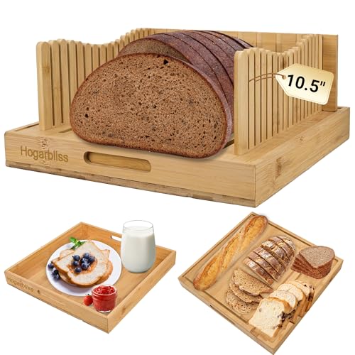 Hogarbliss Bread Slicer for Homemade Bread, 10.5″Adjustable Bread Cutter with